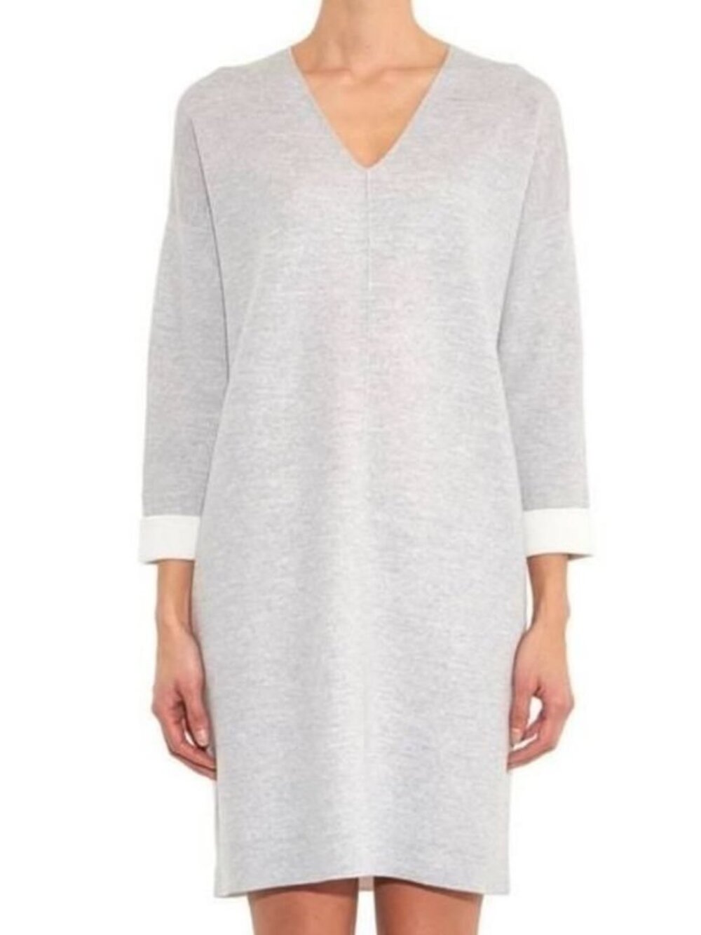 Vince Women's V-Neck Knit Shift Mini Dress in Gray Size XS